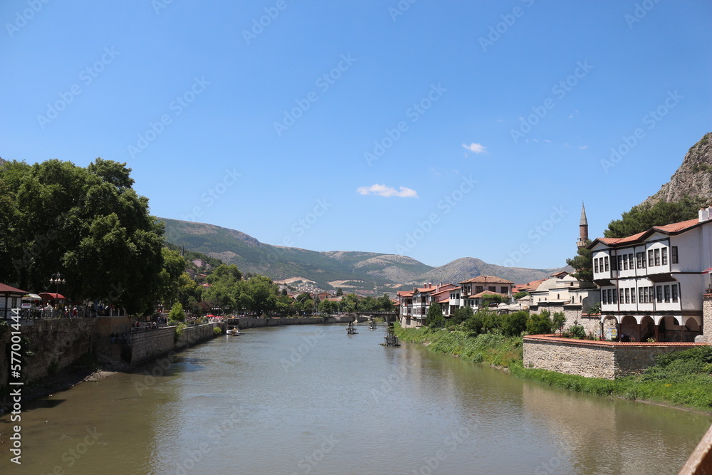 Old Amasya houses by the river