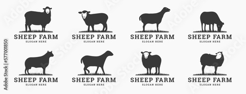 Silhouette sheep and lamb livestock, farm logo bundle. Perfect for company logos, business and branding.