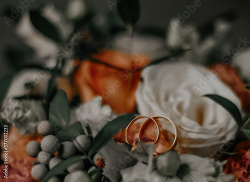 wedding bouquet flower, celebration, gold rings