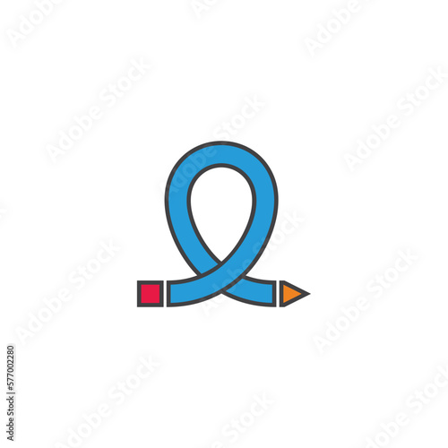 colorful loop elastic pen outline logo vector