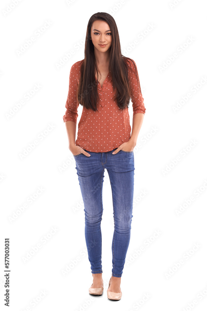 A young fashion female model or a fashionable woman standing with her hands in pocket and posing ready with weekend style, lifestyle comfortable casuals isolated on a PNG background. A young fashion female model or a fashionable woman standing with her hands in pocket and posing ready with weekend style, lifestyle comfortable casuals isolated on a PNG background.