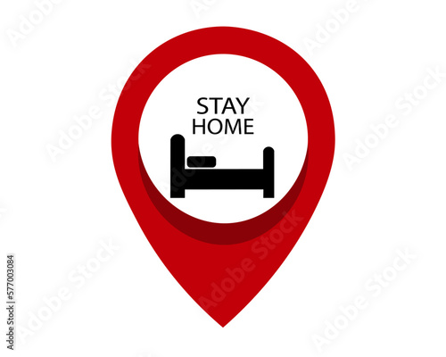 Free Download Stay at home red mark style banner on the map sick people self isolation vector icon eps10 - GFXLoad