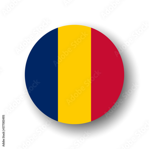 Chad flag - flat vector circle icon or badge with dropped shadow. Free Download Chad flag - flat vector circle icon or badge with dropped shadow. - GFXLoad