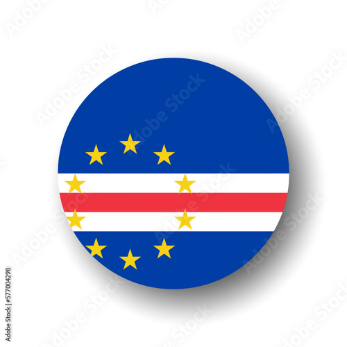 Free Download Cape Verde flag - flat vector circle icon or badge with dropped shadow. - GFXLoad