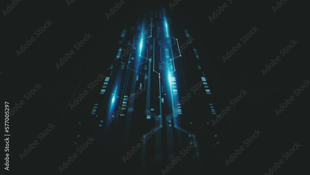 High Tech Hud Digital Circuit Background/ 4k motion graphics of a ...