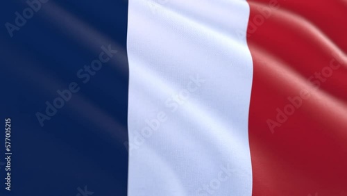 Slow motion loop of a France flag waving in the wind
