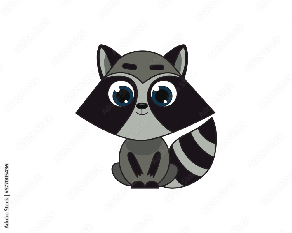 Raccoon vector isolated colour icon. Raccoon animal vector icon. Raccoon icon