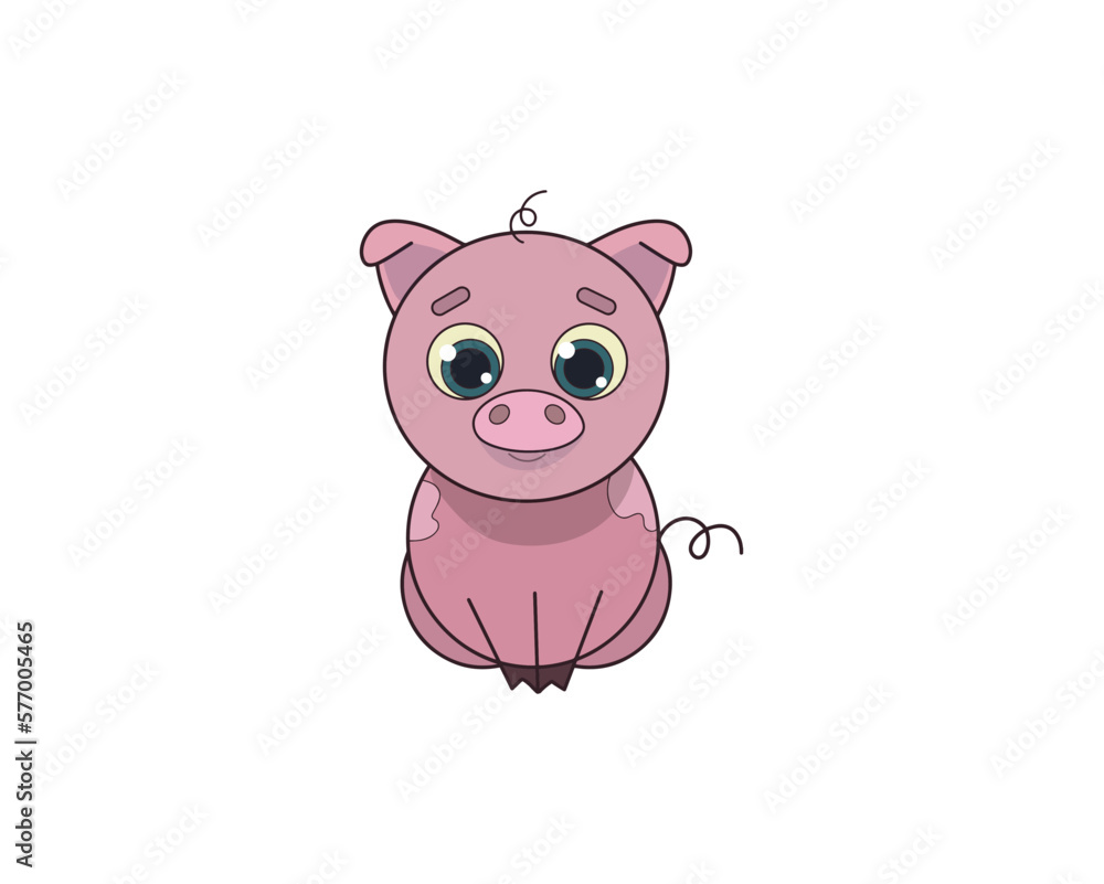Fototapeta premium Pig vector isolated colour icon. Pig animal vector icon. Pig icon