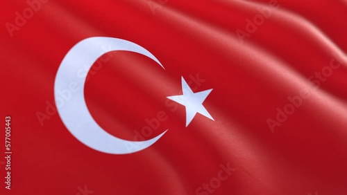 Slow motion loop of a Turkey flag waving in the wind