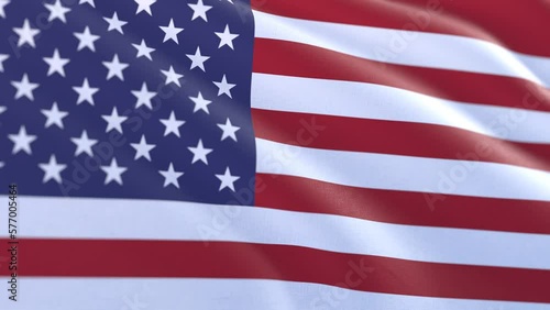 Slow motion loop of an American flag waving in the wind