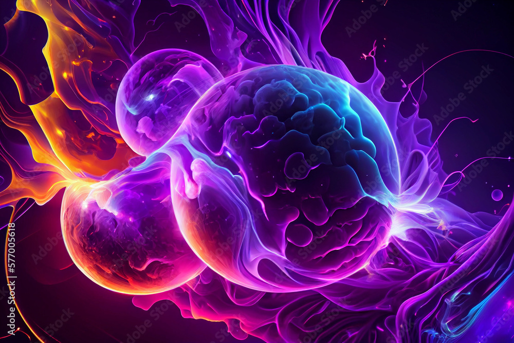 Obraz premium Abstract core plasma flux blast of energy, light, smoke, sparks, and flame creation