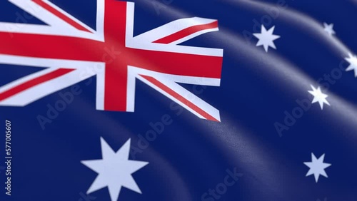 Slow motion loop of an Australia flag waving in the wind