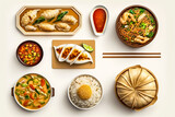Assortiment de plats chinois, cuisine chinoise - générative ia