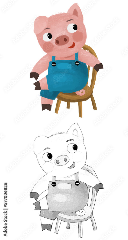 cartoon scene with farmer funnt pig rancher isolated illustration for children sketch cartoon scene with farmer funnt pig rancher isolated illustration for children sketch