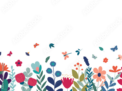 flowers, plants in flat style, on white background isolated vector