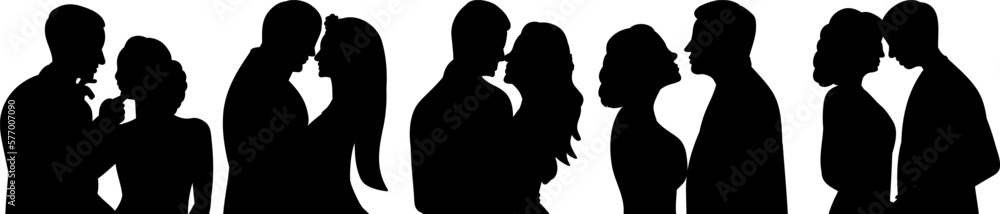 silhouette man and woman portrait isolated vector