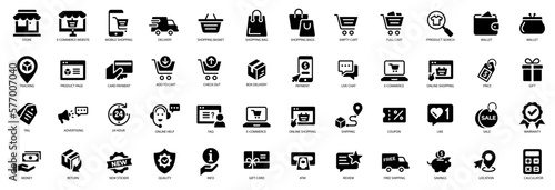 Fototapete E-commerce shopping icons set