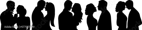 silhouette man and woman portrait isolated vector