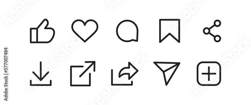 Set of generic social media user interface icons. Arrow for the website and app. Share icon symbol logo illustration, editable stroke, flat design style isolated on white