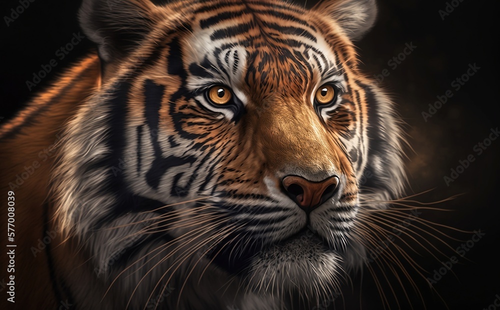 Fototapeta premium Portrait of a tiger. Generative AI technology.