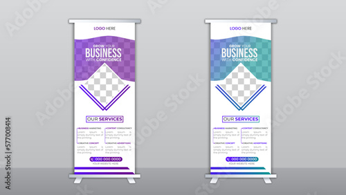 Corporate Business Roll-up banner design.Vertical roll-up, x-stand, exhibition display, Retractable banner stand
Roll up business template layout leaflet-vector abstract banner design