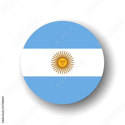 Argentina flag - flat vector circle icon or badge with dropped shadow.