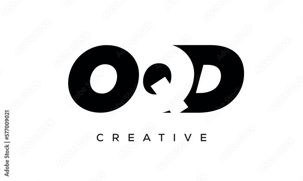 OQD letters negative space logo design. creative typography monogram vector OQD letters negative space logo design. creative typography monogram vector