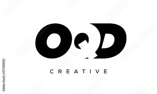 OQD letters negative space logo design. creative typography monogram vector