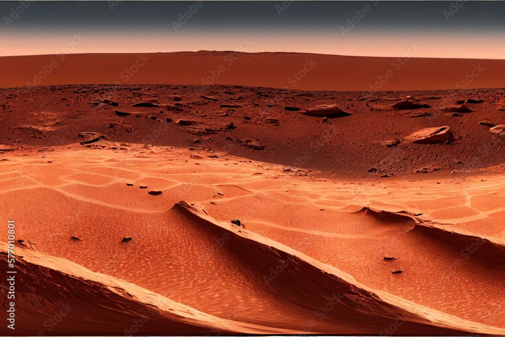 360 degree panorama of the cold desert on Mars. Martian Landscape ...