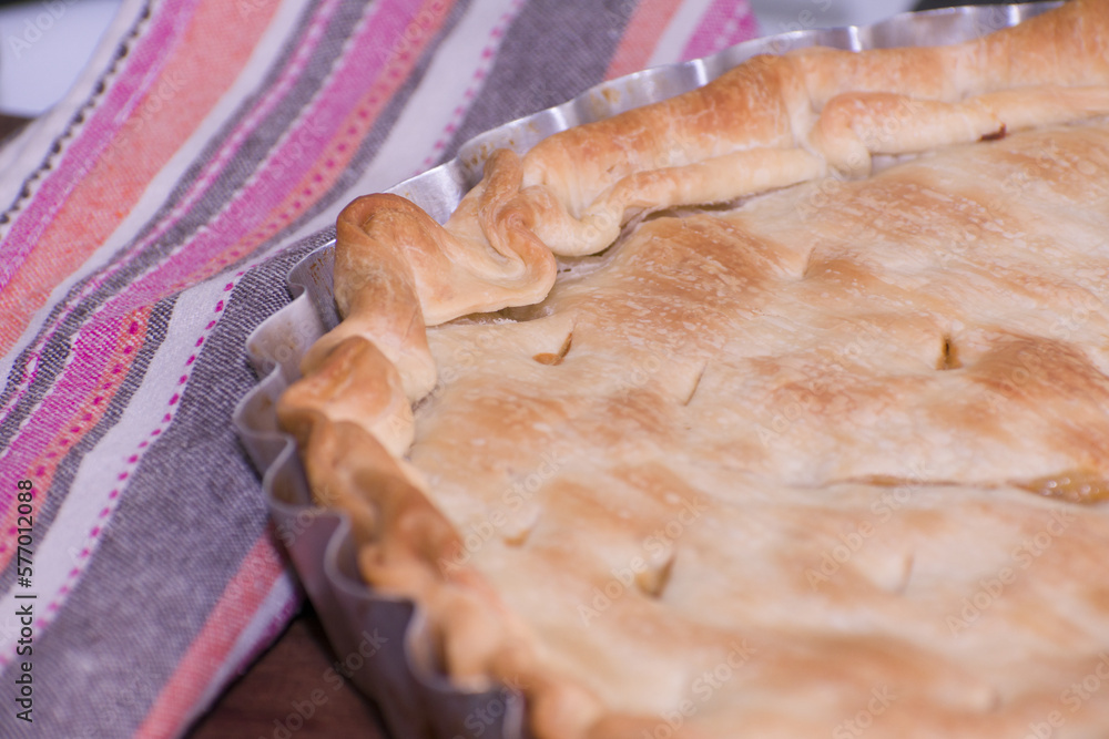 Close-up on Homemade vegetables pie Close-up on Homemade vegetables pie