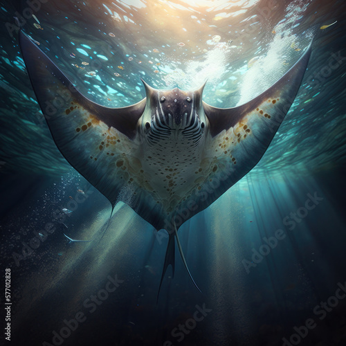 manta ray underwater. generative ai