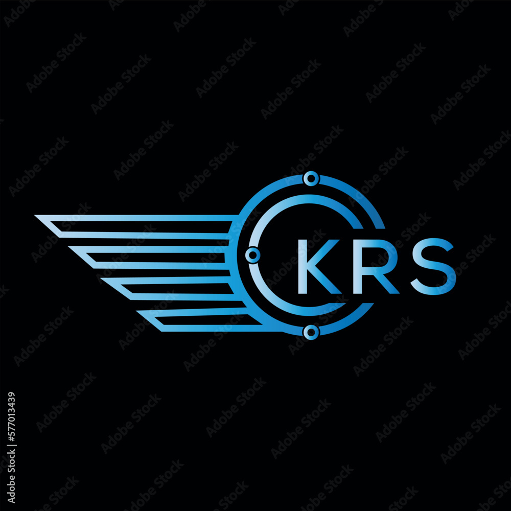 KRS letter logo. KRS blue vector image on black background. KRS technology Monogram logo design