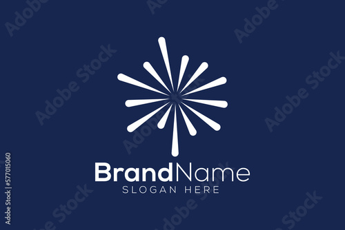 Minimalist fireworks icon logo design template
