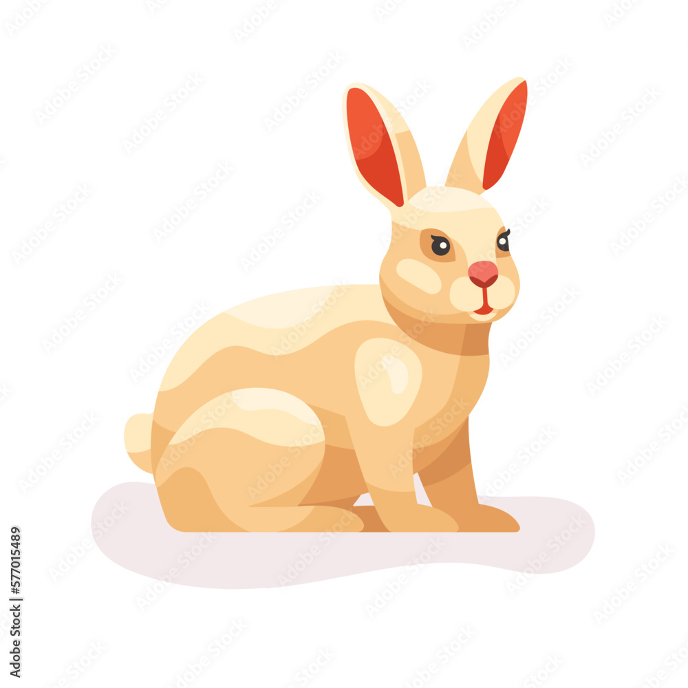 Obraz premium Cute Rabbit vector flat illustration isolated on white background. Farm animal happy rabbit cartoon character. Colorful farm animal Rabbit character