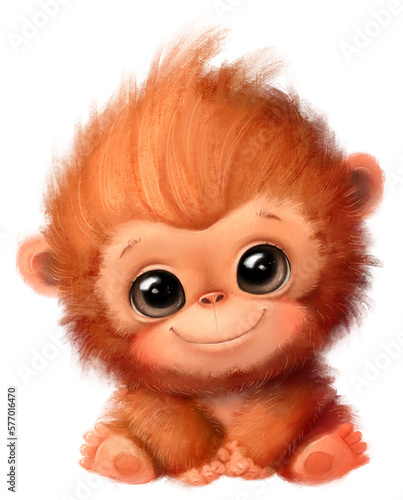 Slika na platnu Illustration of a cute cartoon orangutan