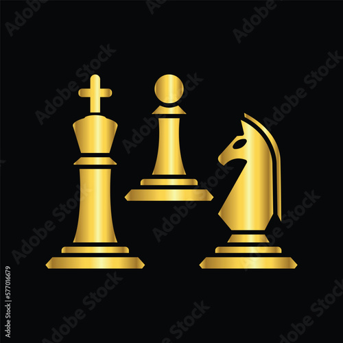 gold, chess, icon, vector, illustration, design, logo, template, flat, trendy,collection