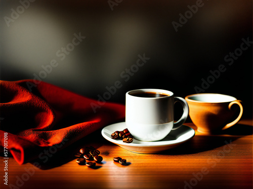 Photorealistic Still Life of Two Coffee Cups, professional food photography,Generative Ai 
