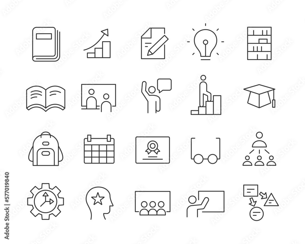 Education Icons - Vector Line. Editable Stroke.