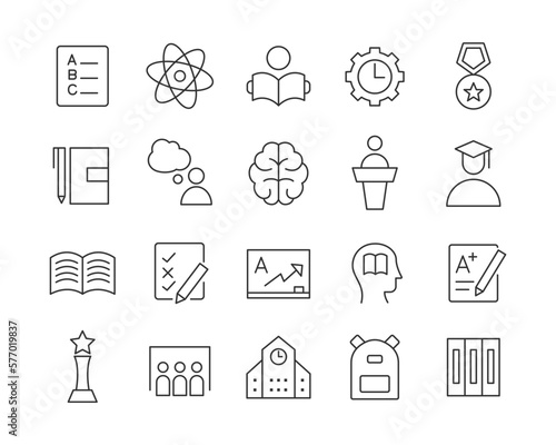 Education Icons - Vector Line. Editable Stroke.