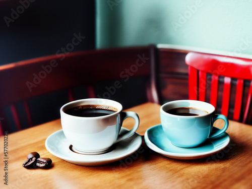 Photorealistic Still Life of Two Coffee Cups, professional food photography,Generative Ai 
