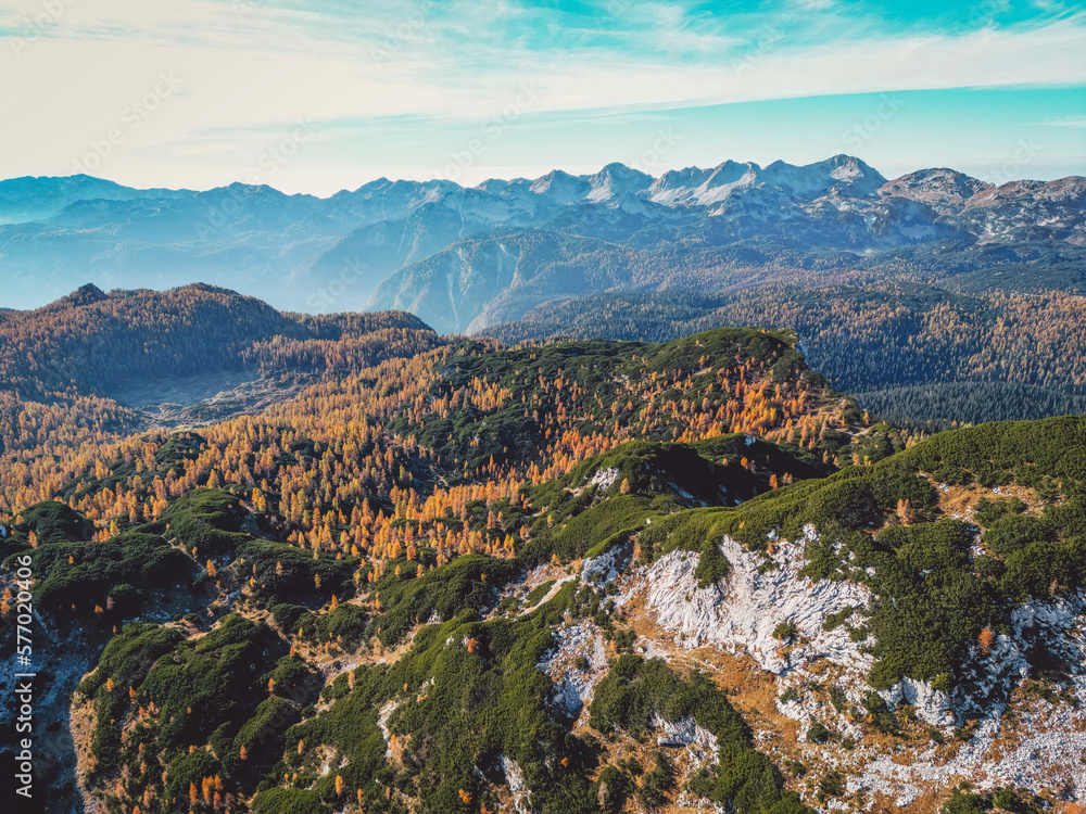 Aerial views of Triglav national park in Slovenia, Europe