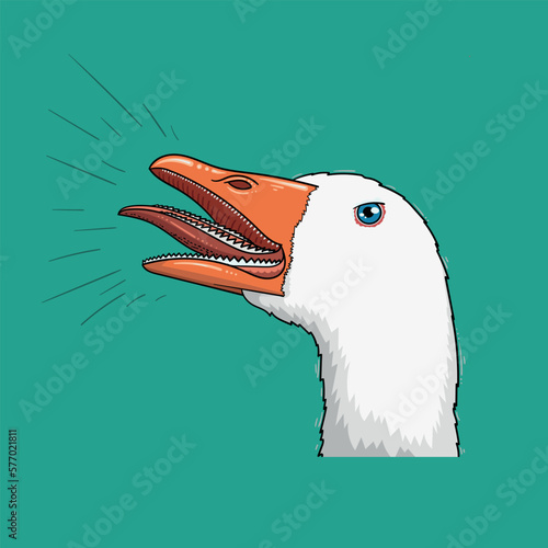Angry goose bird, hungry agressive gus illustration