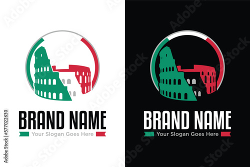 simple modern Colosseum in Rome Italy illustration logo design