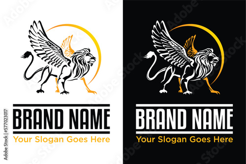 modern illustration of Winged Lion in vector design