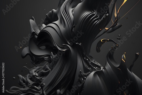 black liquid abstract created using AI Generative Technology
