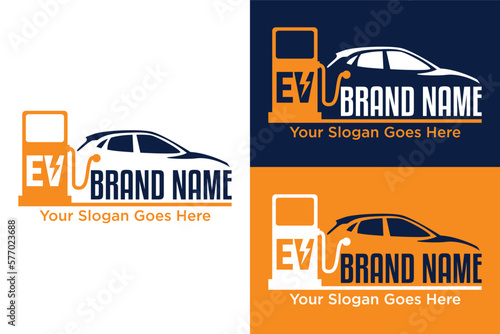 Charge Station for Ecology Hybrid Vehicle Glyph Pictogram Electric Car Recharge illustration logo design