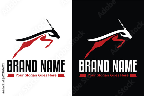 modern simple Stylized african antelope Gazelle with horns illustration logo design