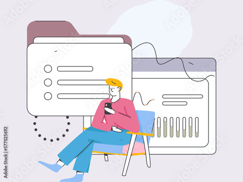 Business People Flat Vector Concept Operation Hand Drawn Illustration
