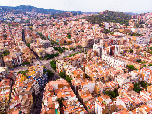 Photography mass of roofs of houses on the spanish city of Barcelona