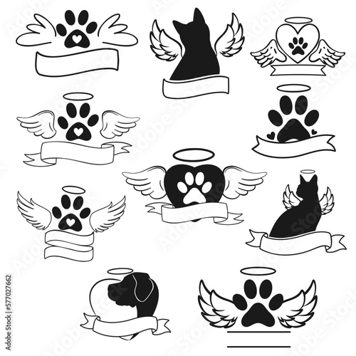 Pet memorial banners. Rainbow bridge. Vector illustration.